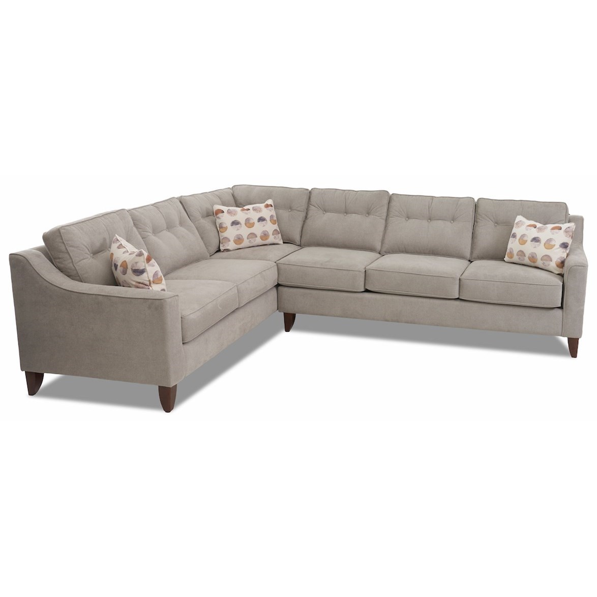 Klaussner Audrina Mid Century Modern 2-Piece Sectional Sofa w/ LAF